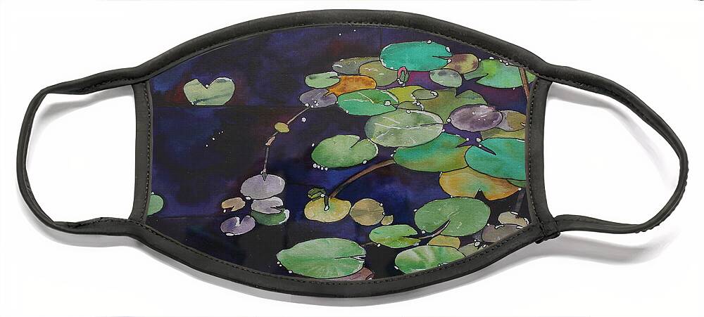 Lily Face Mask featuring the painting Lily Pond by Ruth Kamenev