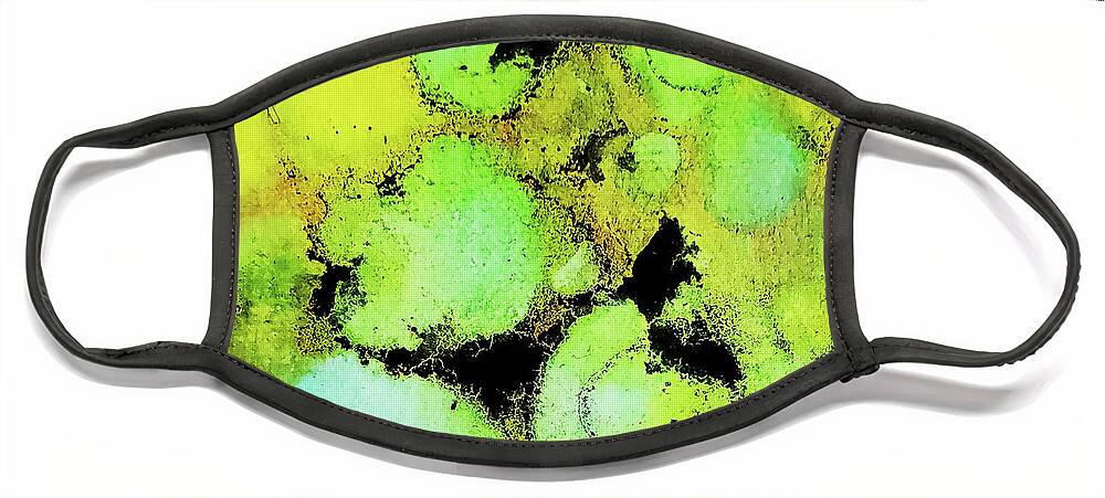Alcohol Ink Face Mask featuring the painting Lime green and yellow by Karla Kay Benjamin