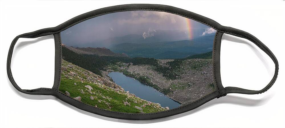 Rainbows Face Mask featuring the photograph Lincoln Lake Rainbow by Darren White