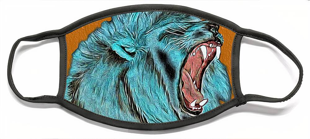 Abstract Face Mask featuring the mixed media Lion's Roar - Abstract by Ronald Mills
