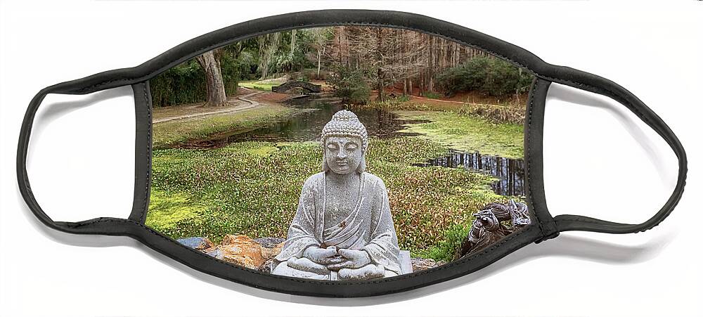 Gardens Face Mask featuring the photograph Little Buddha by Susan Rissi Tregoning