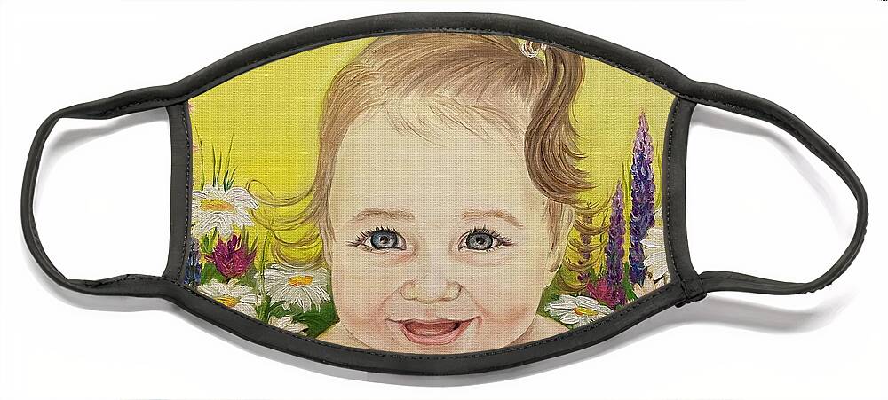 Baby Girl Face Mask featuring the photograph Little girl with gliwers by Ella Boughton