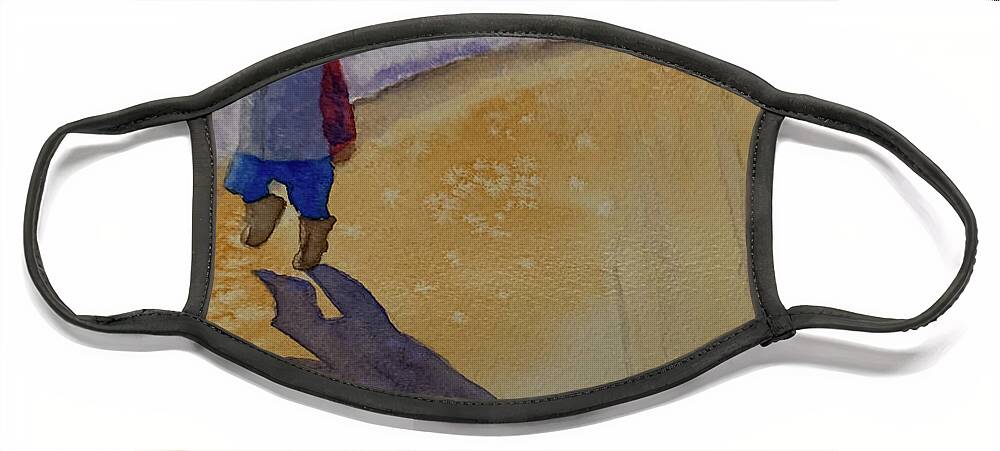Colorado Face Mask featuring the painting Little Man, Big Shadow by Sue Carmony
