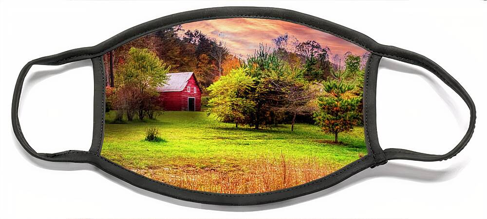 Barns Face Mask featuring the photograph Little Red Barn in the Countryside by Debra and Dave Vanderlaan
