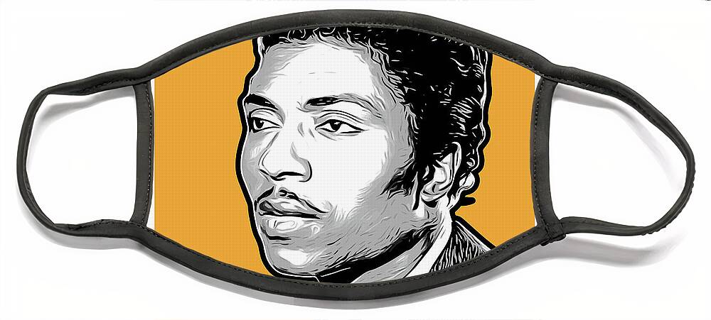 Tribute Face Mask featuring the drawing Little Richard Tribute by Greg Joens