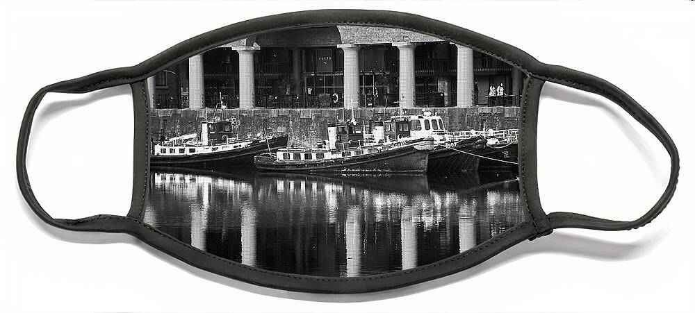 Liverpool Face Mask featuring the photograph LIVERPOOL. Albert Dock Moored Boats B. by Lachlan Main
