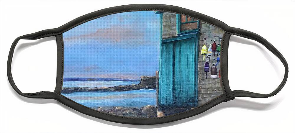Shack Face Mask featuring the painting Lobster Shack by Deborah Naves