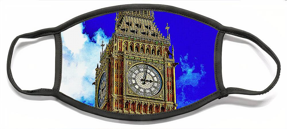 London Face Mask featuring the digital art London - Big Ben by SnapHappy Photos