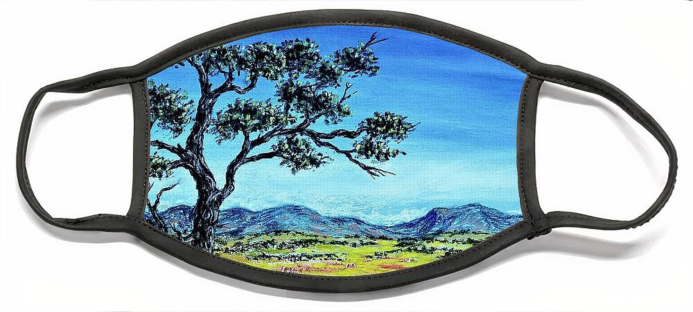 Lone Tree Face Mask featuring the painting Lone Valley Tree Painting by The James Roney Collection
