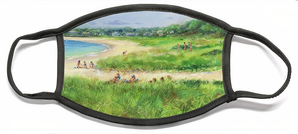 Cape Cod Face Mask featuring the painting Long Beach- June by Jonathan Gladding