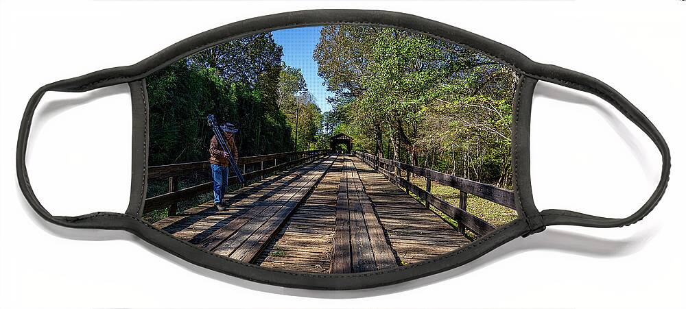 Bridges Face Mask featuring the photograph Long Bridge Running by DB Hayes