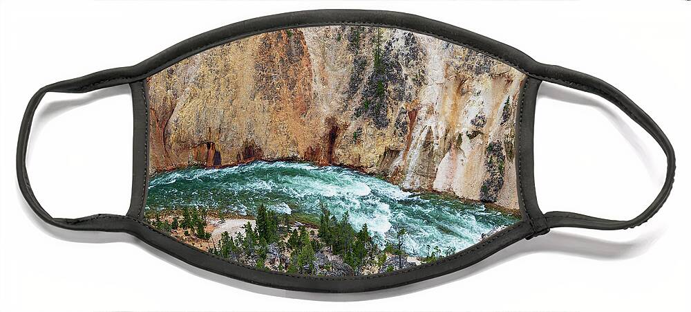 Yellowstone Face Mask featuring the photograph Looking 1000' into the Grand Canyon of the Yellowstone by Rose Guinther