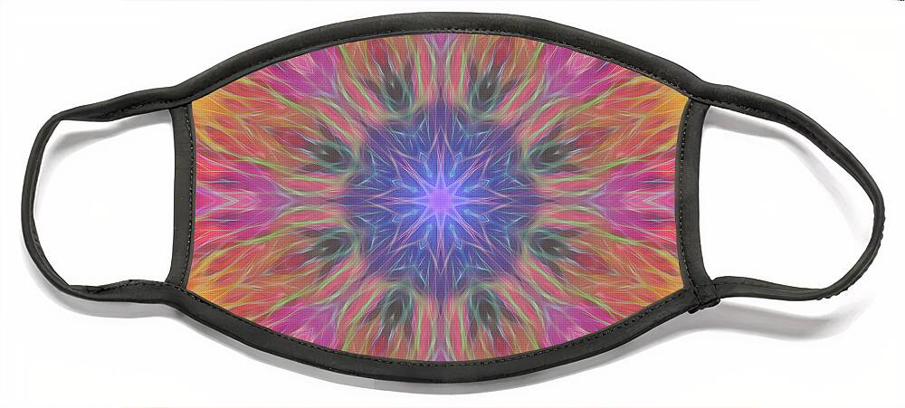 Mandala Face Mask featuring the digital art Looking Up Rainbow Mandala 01 by Beth Sawickie