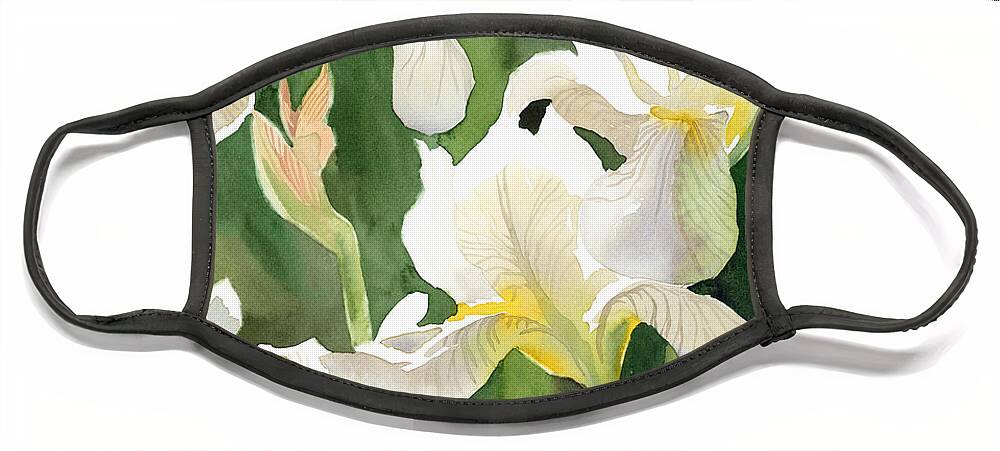 Iris Face Mask featuring the painting Loose Irises by Espero Art