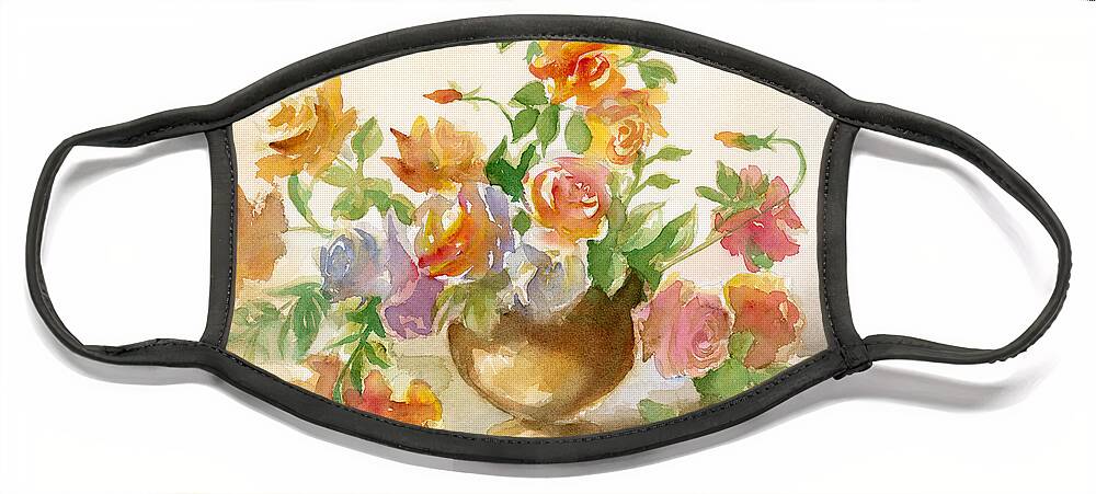 Roses Face Mask featuring the painting Loose Roses by Espero Art