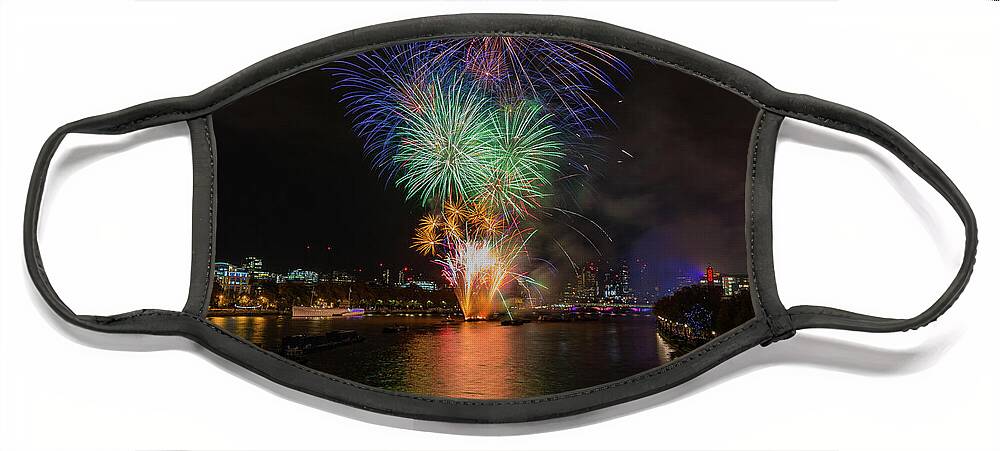 Thames Face Mask featuring the photograph Lord Mayor firework show in London by Andrew Lalchan