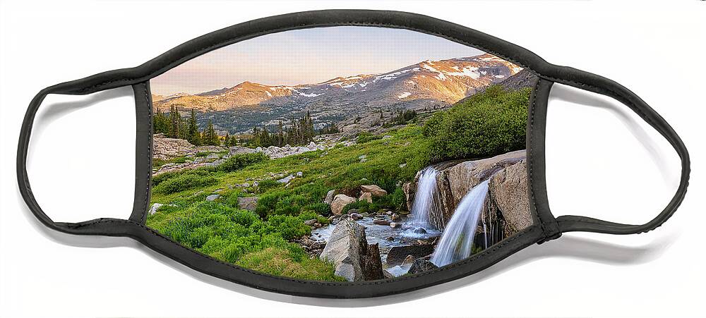 Wyoming Face Mask featuring the photograph Lost Twin Waterfalls by Aaron Spong