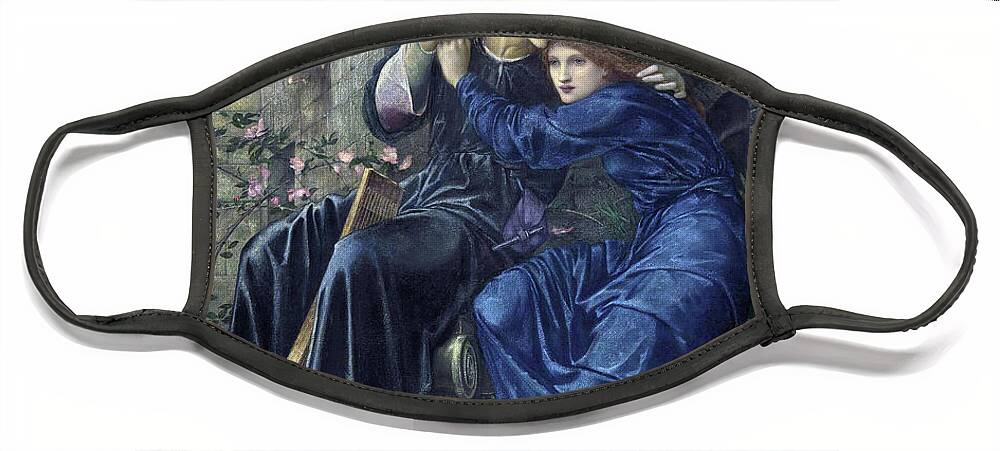 Pre-raphaelite Face Mask featuring the painting Love among the Ruins 1870 by Edward Coley Burne Jones