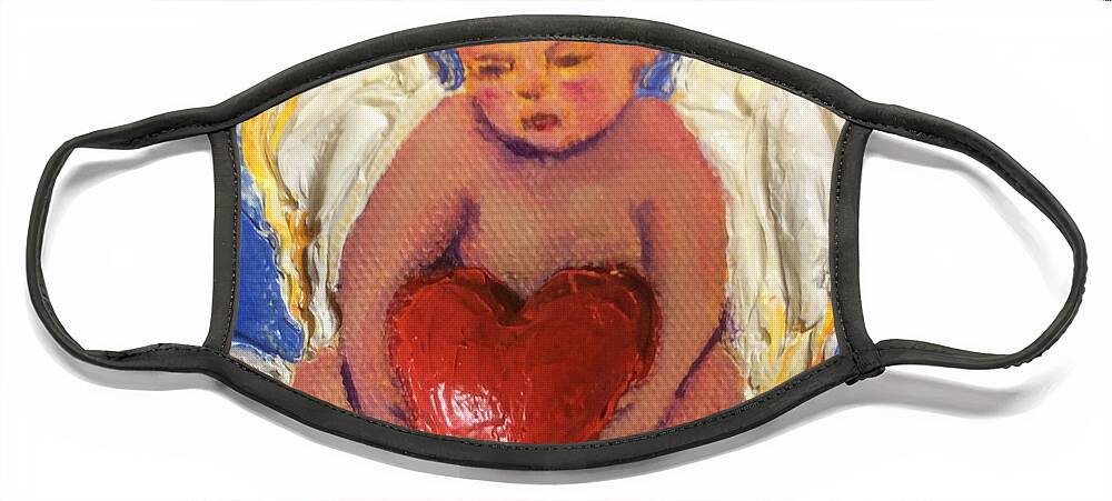 Angel Face Mask featuring the painting Love Angel Cupid by Paris Wyatt Llanso