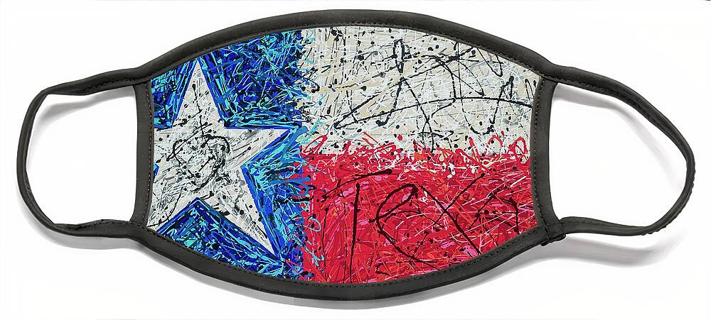 Texas Flag Face Mask featuring the painting Love Texas Abstract by Patti Schermerhorn