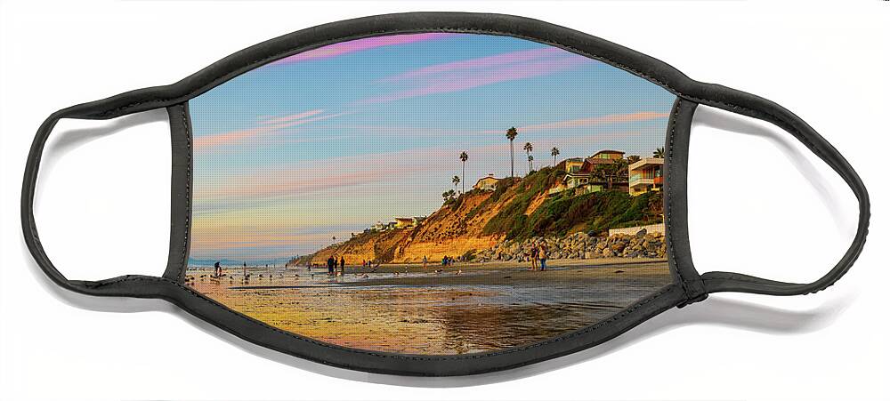 Beach Face Mask featuring the photograph Low Tide Colors at Moonlight Beach by David Levin