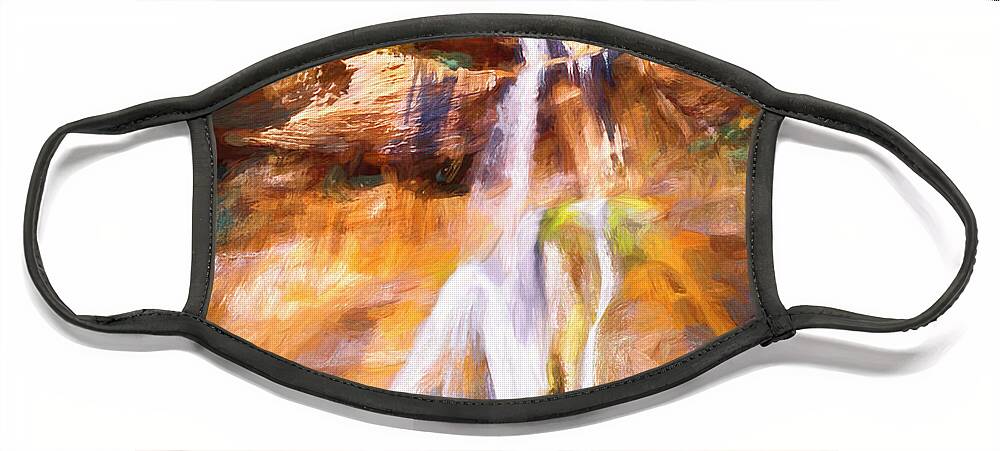 Lower Calf Creek Falls Face Mask featuring the photograph Lower Calf Creek Falls Utah X102 by Rich Franco