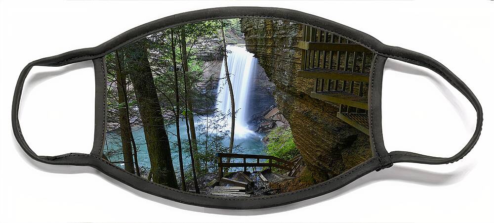 Greeter Falls Face Mask featuring the photograph Lower Greeter Falls 1 by Phil Perkins