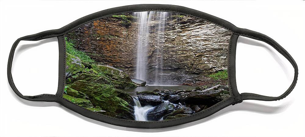 Lower Piney Falls Face Mask featuring the photograph Lower Piney Falls 18 by Phil Perkins