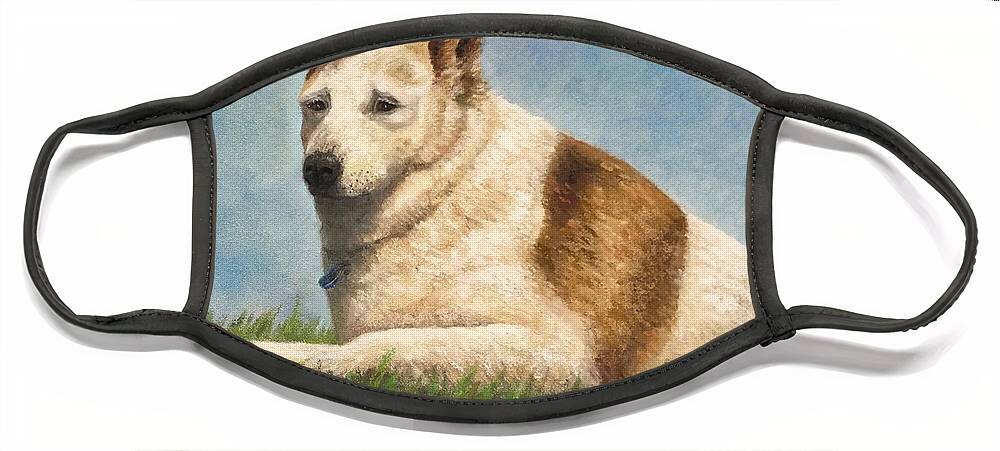 Dog Face Mask featuring the pastel Loyal Rescue by Wendy Koehrsen
