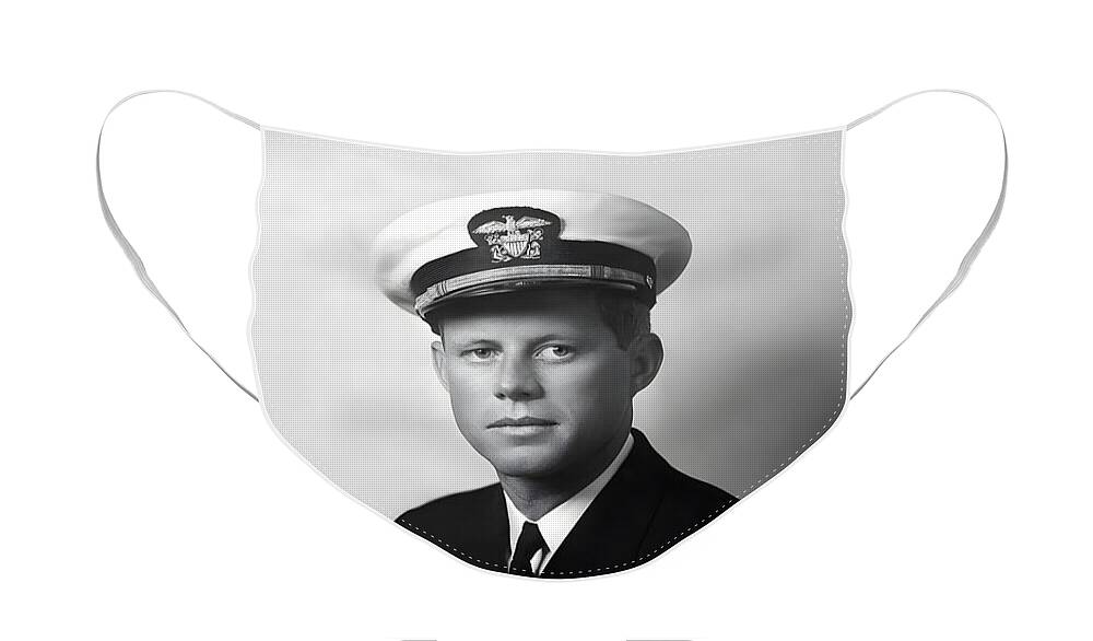 Jfk Face Mask featuring the photograph Lt. John F. Kennedy Naval Portrait - WW2 1942 by War Is Hell Store