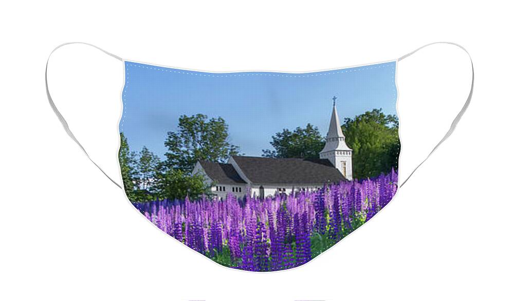 St Face Mask featuring the photograph Lupine Church Panorama by White Mountain Images