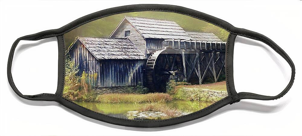 Blue Ridge Parkway Face Mask featuring the photograph Mabry Mill by Kathy Jennings