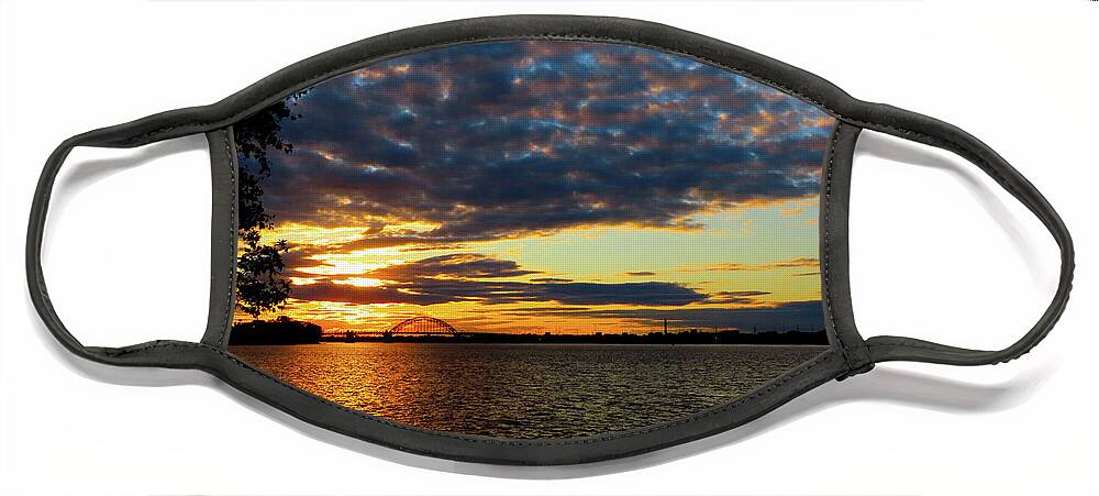 Sky Face Mask featuring the photograph Mackerel Sky Over the Delaware River by Linda Stern