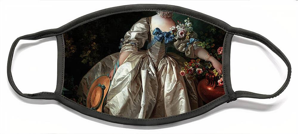 Madame Bergeret Face Mask featuring the painting Madame Bergeret by Francois Boucher Classical Fine Art Reproduction by Rolando Burbon