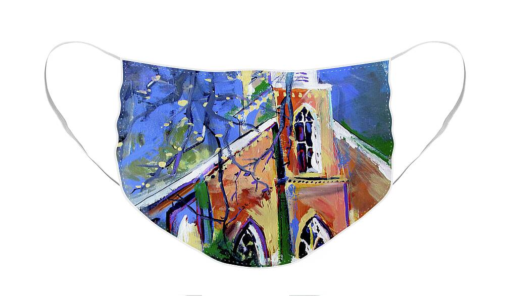 Madison Brick Chruch Face Mask featuring the painting Madison Brick Chruch by John Gholson