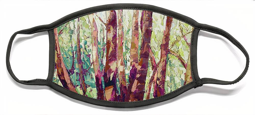 Madrone Face Mask featuring the painting Madrone Grove by PJ Kirk