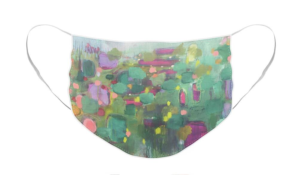  Face Mask featuring the mixed media Magic Garden by Lisa Parks