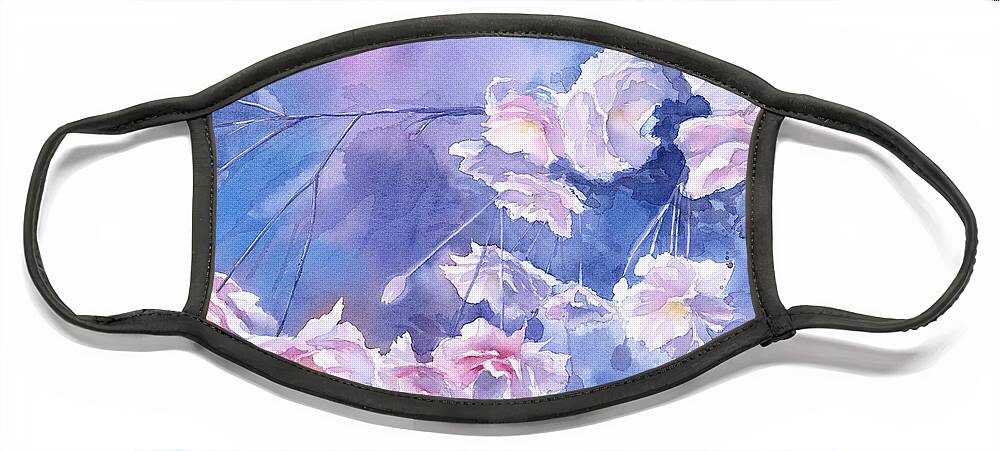 Abstract Flowers Face Mask featuring the painting Magic Glow by Espero Art