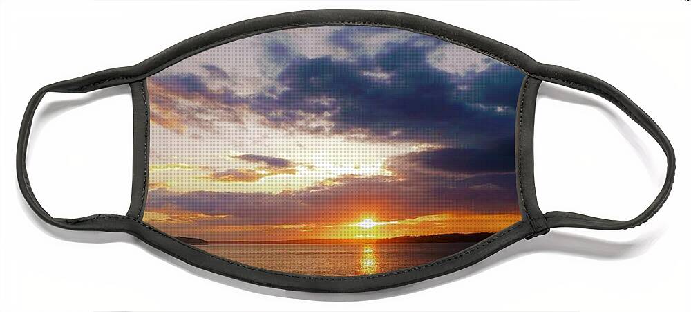 - Maine Sunset 4 Face Mask featuring the photograph - Maine Sunset 4 by THERESA Nye