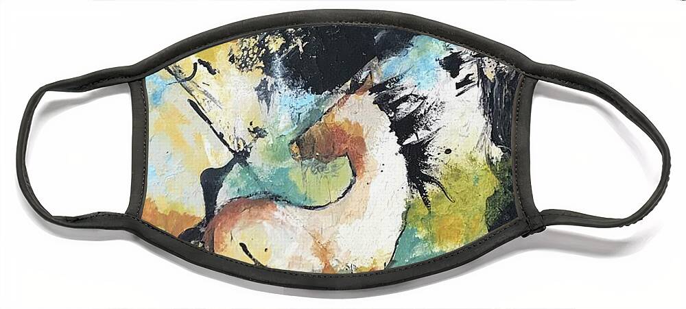 Horse Abstract Face Mask featuring the painting Majestic by Elaine Elliott