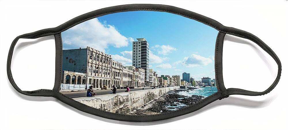 Cuba Face Mask featuring the photograph Malecon full view. Havana. Cuba by Lie Yim