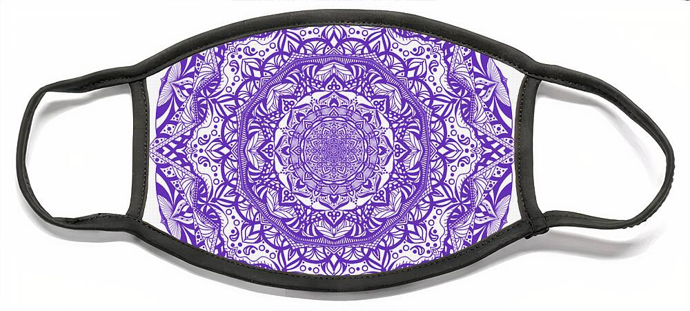 Mandalas Face Mask featuring the digital art Mandala of Purple Pleasures by Angie Tirado