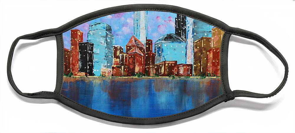 Manhattan Face Mask featuring the painting Manhattan NY by Brent Knippel