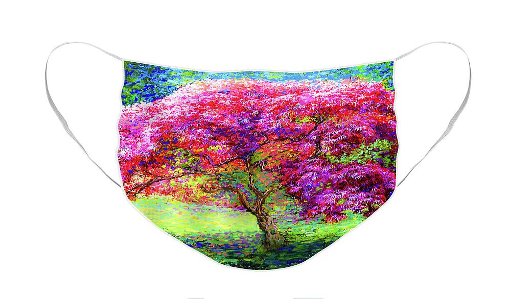 Tree Face Mask featuring the painting Maple Tree Magic by Jane Small
