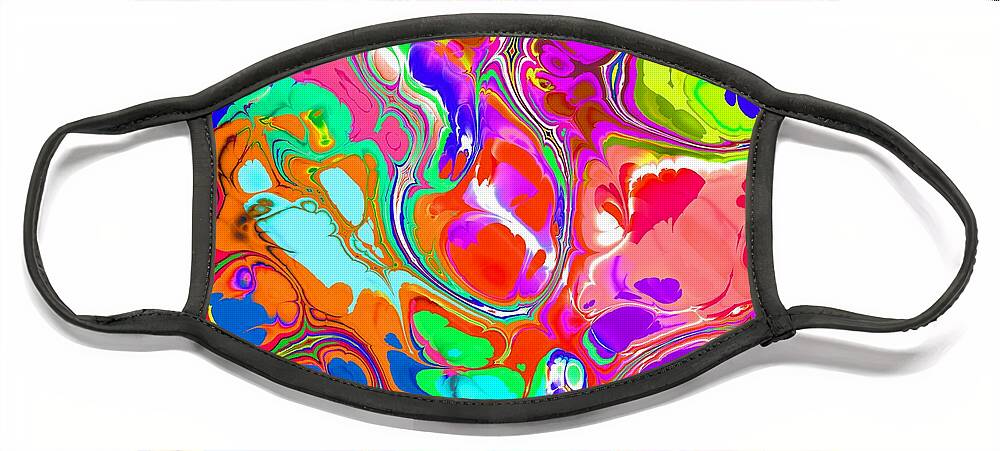 Colorful Face Mask featuring the digital art Marijan - Funky Artistic Colorful Abstract Marble Fluid Digital Art by Sambel Pedes