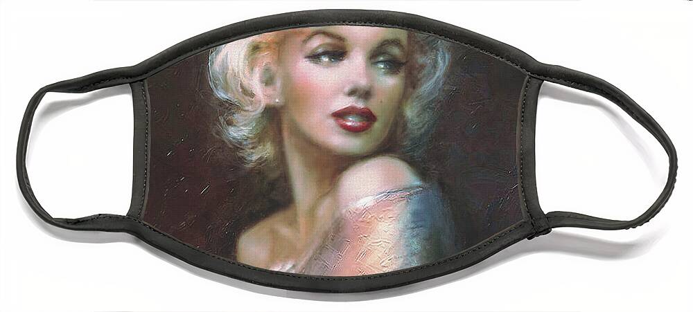 Theo Danella Face Mask featuring the painting Marilyn WW by Theo Danella