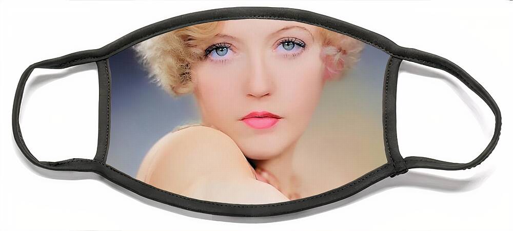 Marion Davies Face Mask featuring the digital art Marion Davies Portrait by Chuck Staley