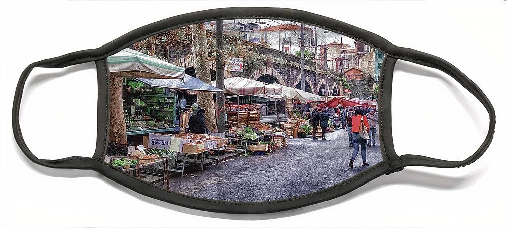 Catania Face Mask featuring the photograph Market Day in Catania by Monroe Payne