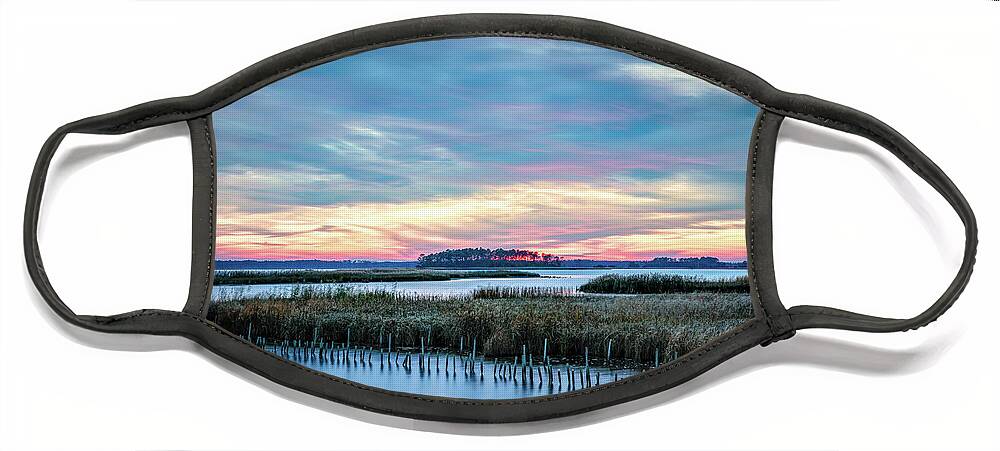 Marsh Face Mask featuring the photograph Marsh Sunset by C Renee Martin