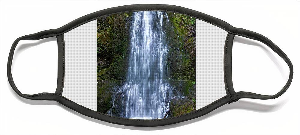 Waterfall Face Mask featuring the photograph Marymere Falls Bottom Half by Kirt Tisdale